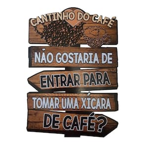 Placa Decorativa De Parede Madeira Coffe - Cantinho Do Café