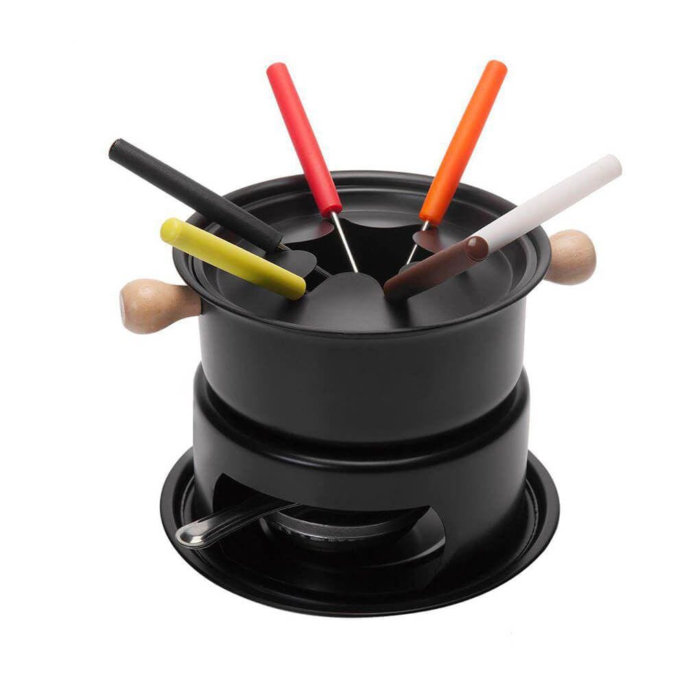 Panela de Fondue Preta 16cm 11 peças - Casambiente