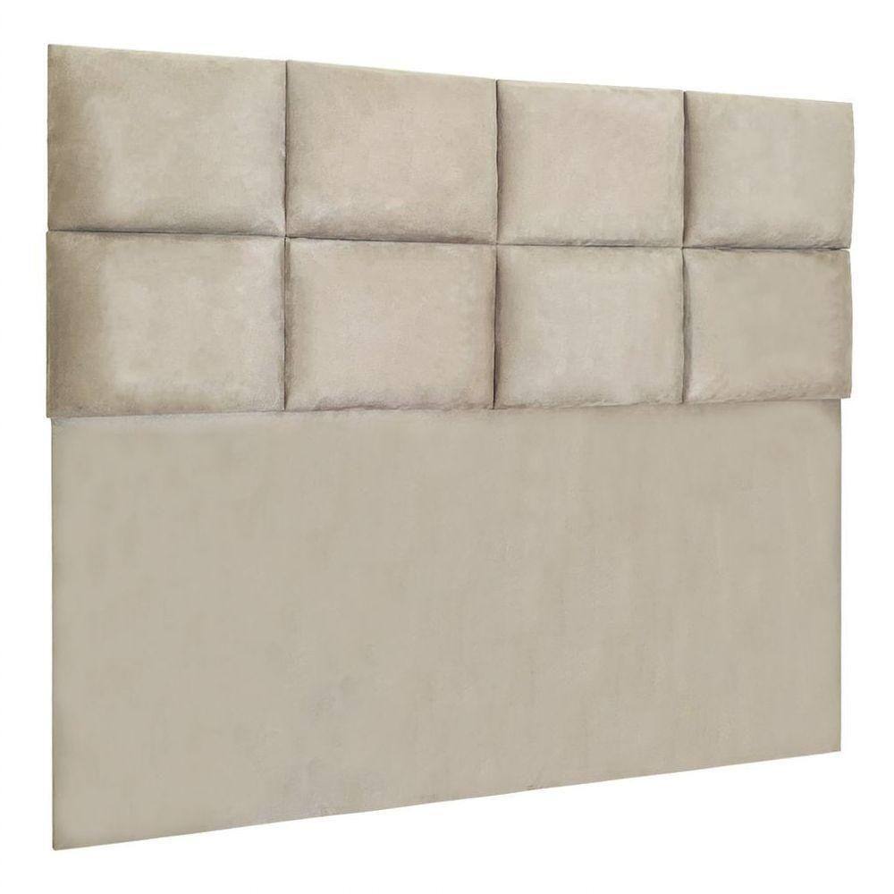 Cabeceira Modulada Solteiro 0,90m Lorena Suede Cor Bege