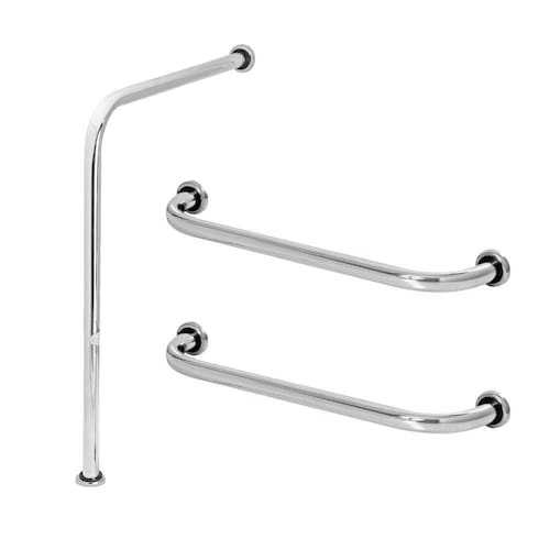Barra De Apoio Para Vaso Sanitário e 2 Alça Reta Idoso 60cm