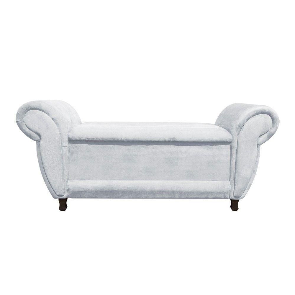Recamier Com Baú Itália Namoradeira Calçadeira Suede Cinza