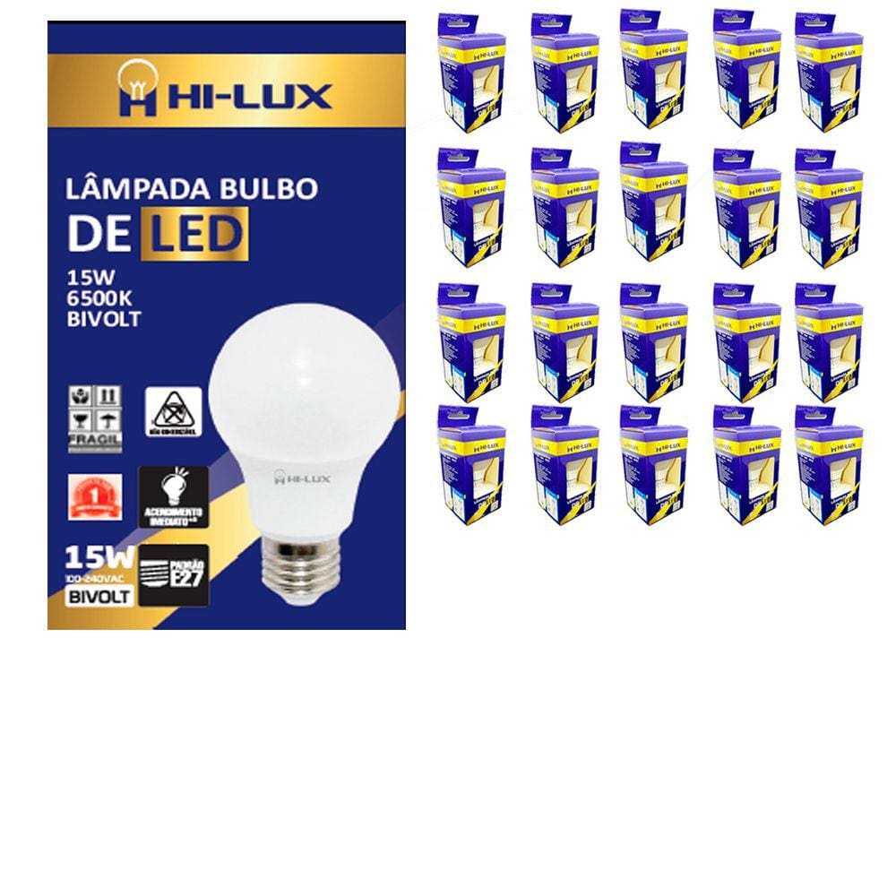 Kit 20 Lampadas De Led 15W 6500K E27