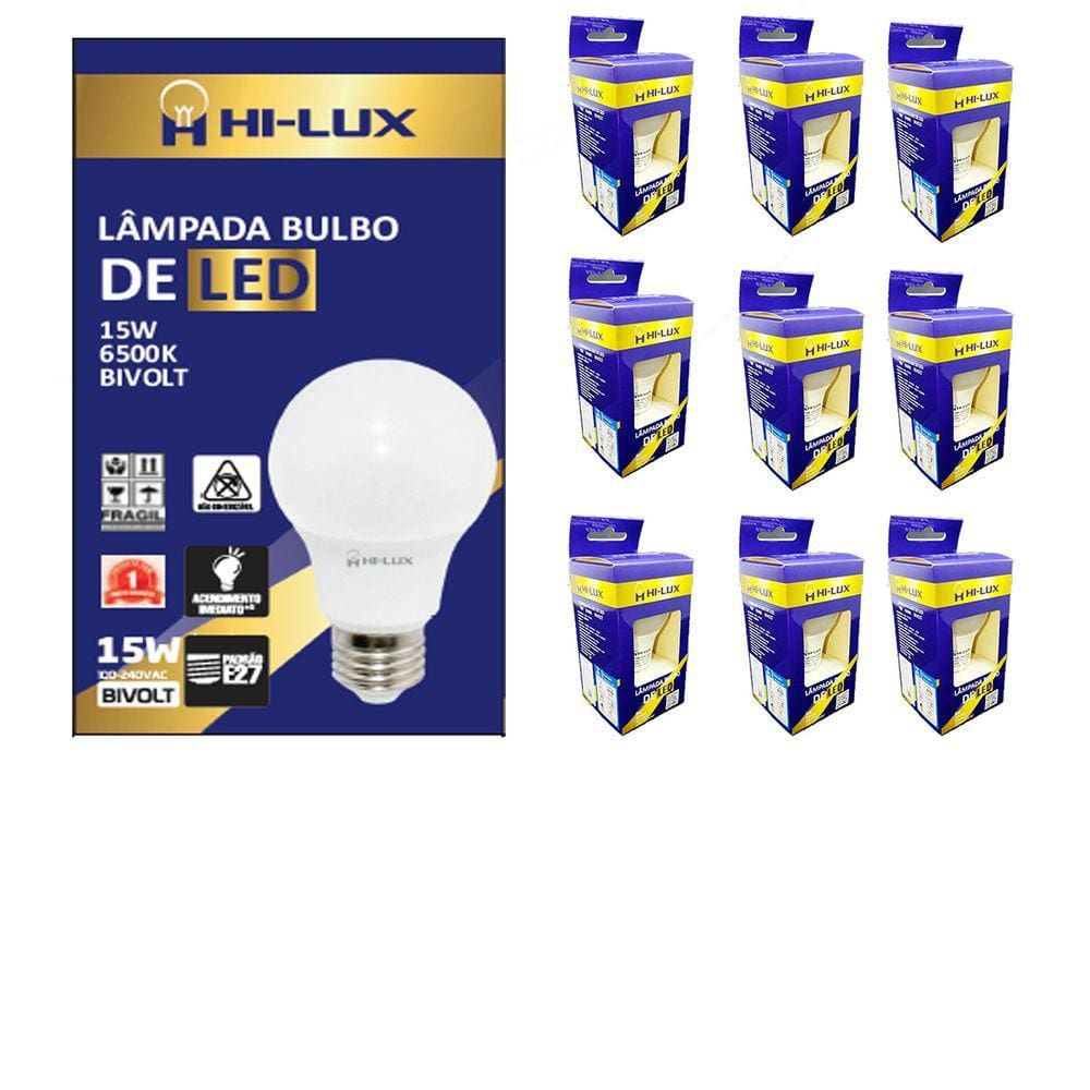Kit 10 Lampada De Led 15W 6500K