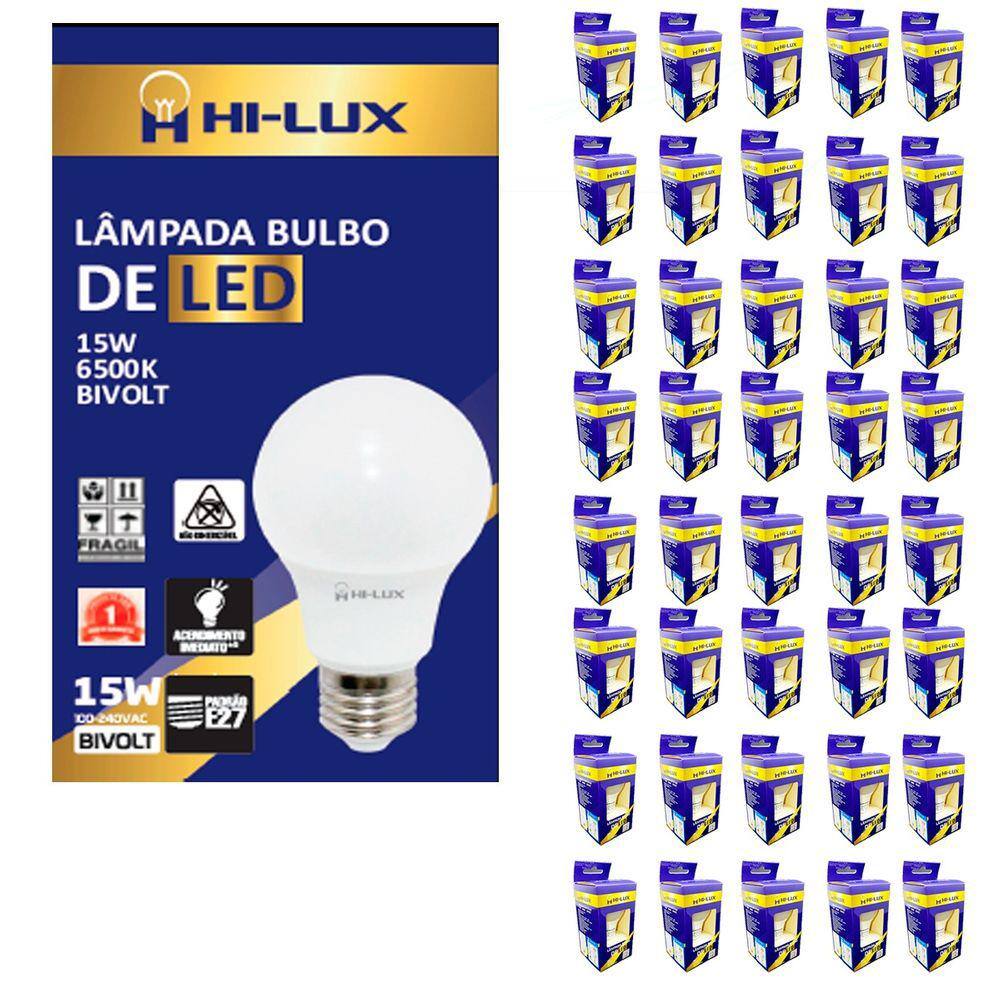 Kit 40 Lampadas De Led 15W 6500K E27