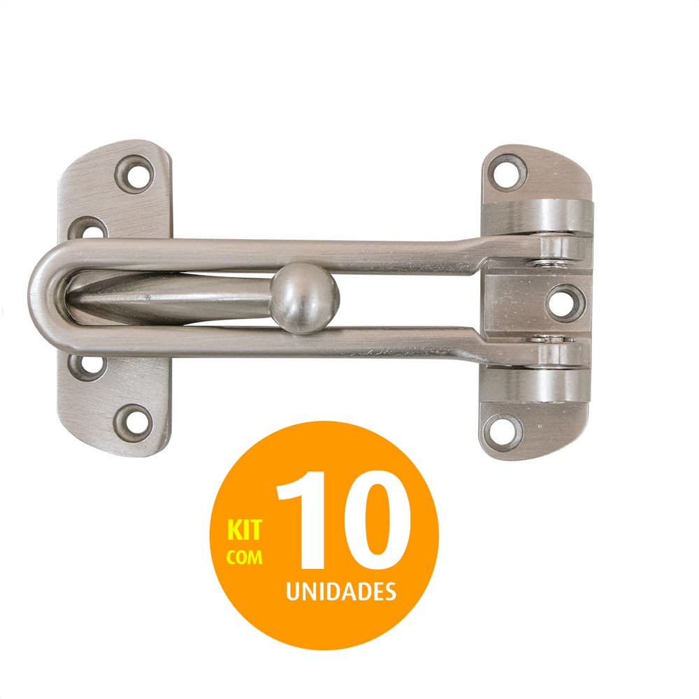 Fecho De Segurança Trifor Para Porta Zamak Escovado Kit 10un