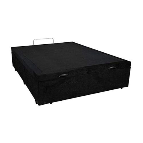 Cama Box Baú Casal AColchões Suede Preto 41x138x188