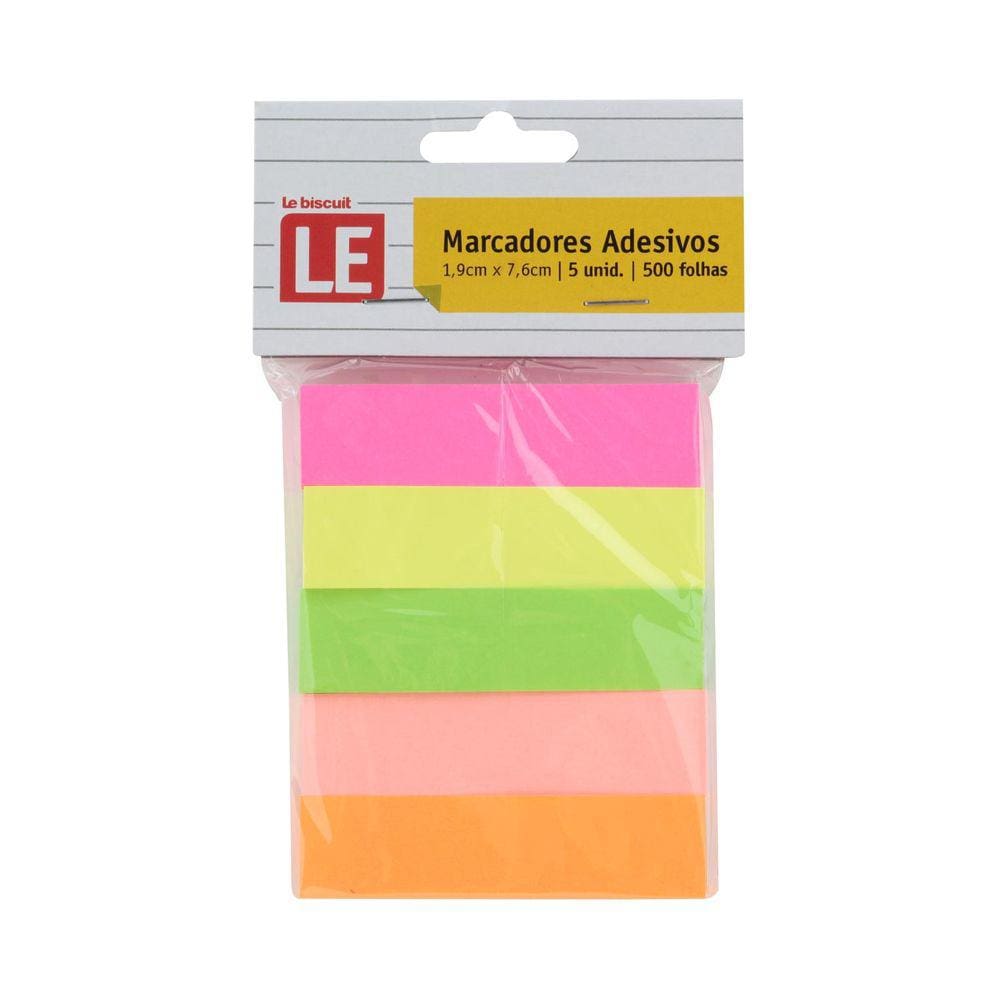 Marcador de Página Le Neon com 5 Blocos Adesivos Colorido