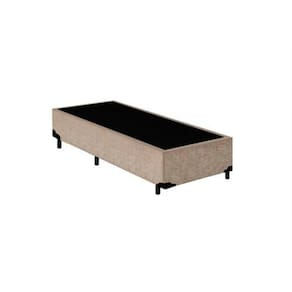 Base Box Blindado Solteirão AColchoes Suede Bege 40x96x203
