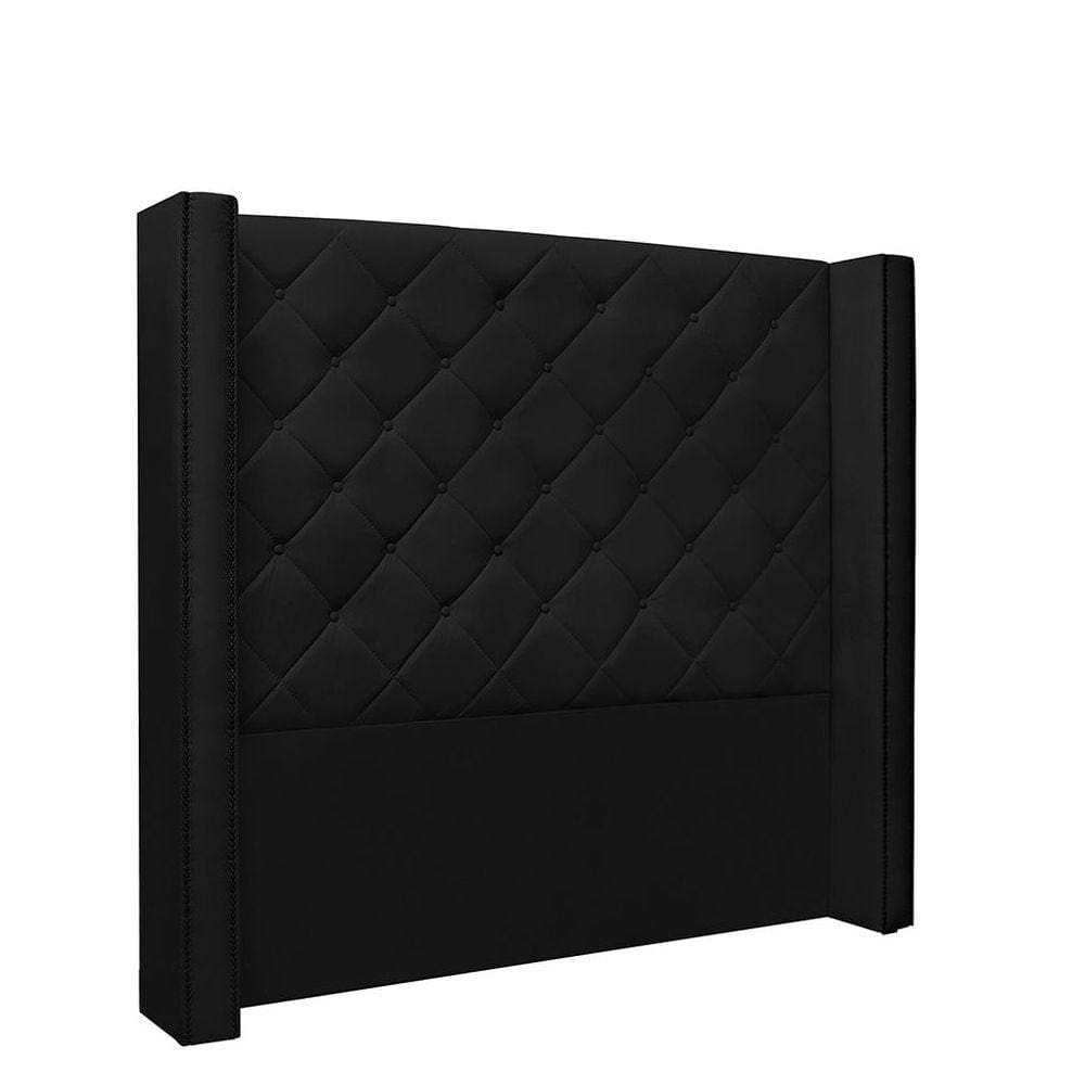 Cabeceira Vicenza Cama Box King 195 Cm Corino Preto
