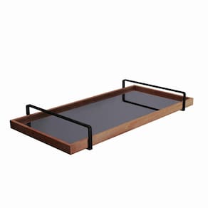 Bandeja Decorativa Espelhada Alça Preta