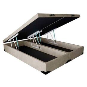 Base Box Baú Blindado King Bipartido AColchoes Suede Bege 49x193x203