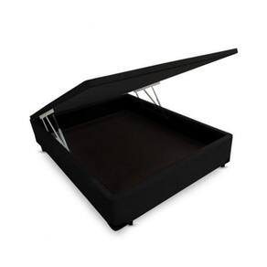 Base Box Baú Blindado Casal AColchoes Suede Preto 49x138x188