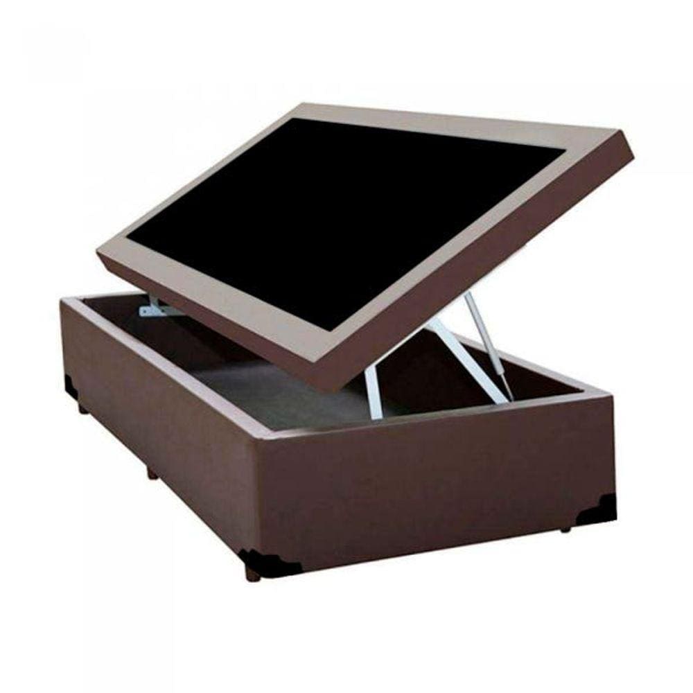 Base Box Baú Blindado Solteiro AColchoes Sintético Marrom 41x88x188