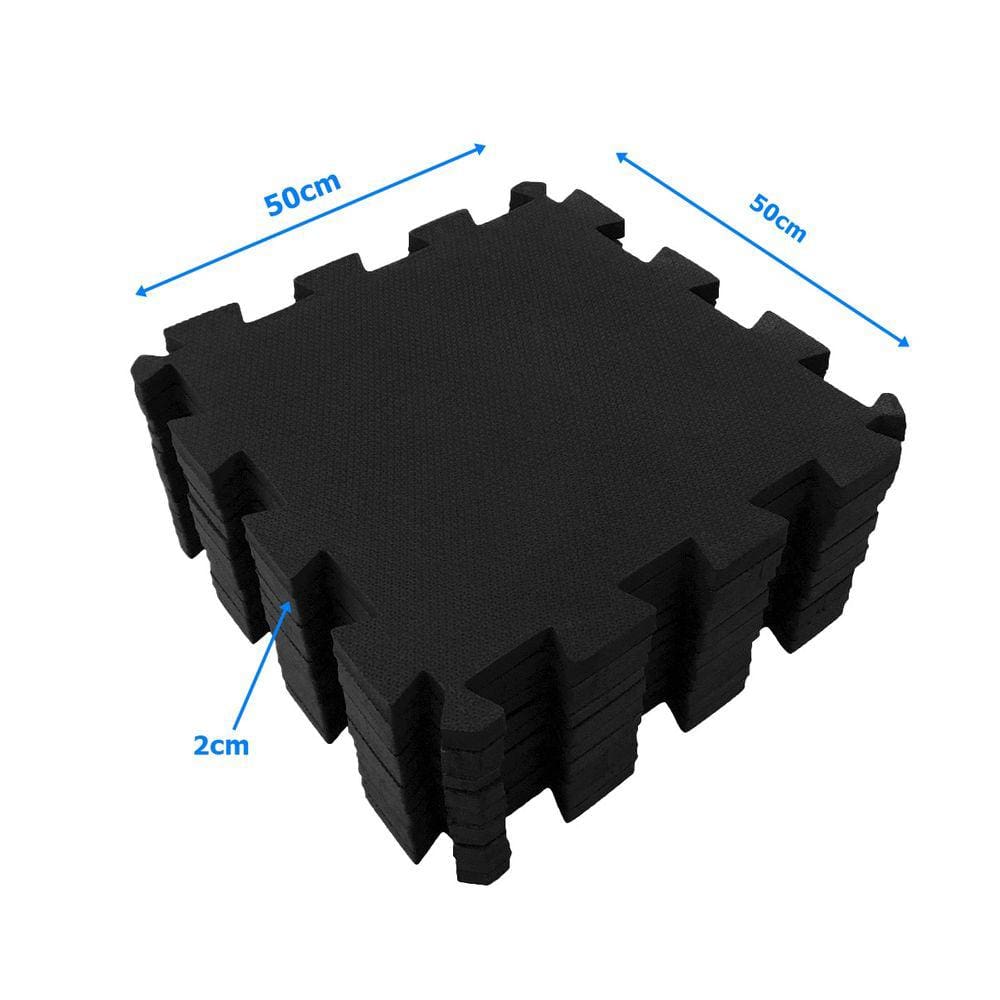 Kit 12 Tapetes Eva Bebe Infantil 50x50x2cm (20mm) - Preto
