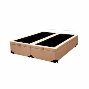 Base Box Baú Blindado Queen Bipartido AColchoes Sintético Bege 41x158x198