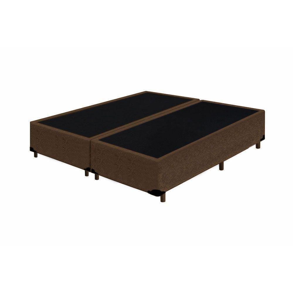 Base Box Blindado Casal Bipartido AColchoes Suede Marrom 40x138x188