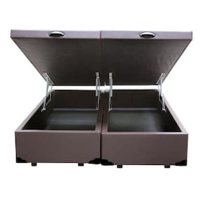 Base Box Baú Blindado Queen Bipartido AColchoes Sintético Marrom 49x158x198