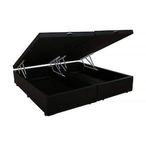 Base Box Baú Blindado Casal Bipartido AColchoes Suede Preto 41x138x188
