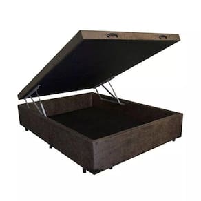 Base Box Baú Blindado Casal AColchoes Suede Marrom 49x138x188