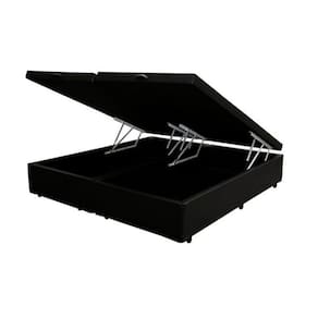 Base Box Baú Blindado Queen Bipartido AColchoes Sintético Preto 49x158x198