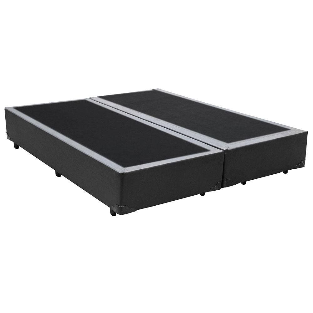 Base Box Blindado Casal Bipartido AColchoes Sintético Cinza 40x138x188