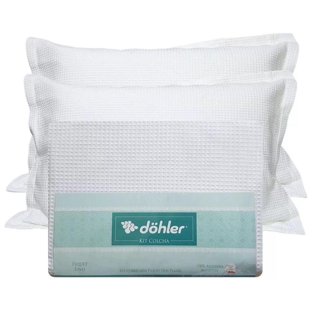Kit Colcha Piquet Favo Dhler King 3 Peças 100% Algodão