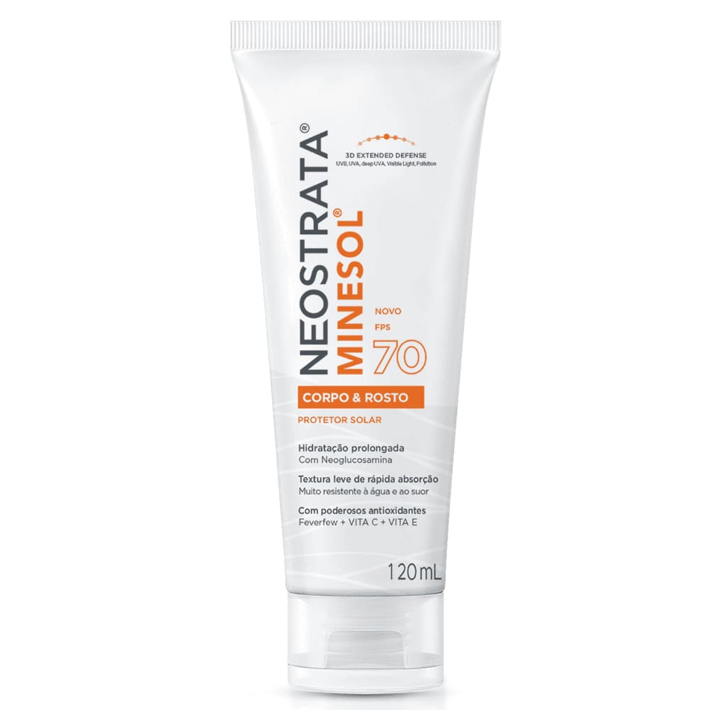 Neostrata Minesol Protetor Solar Corpo & Rosto Fluido Hidratante FPS70 120ml