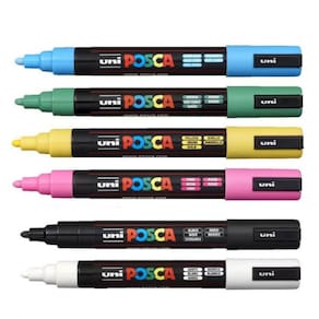 Kit 6 Caneta Posca Marcador PC-5M Cores Basicas Uni Ball