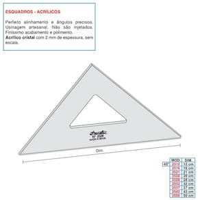 Esquadro Acrilico 50Cm 45 Sem Graduacao - 2550