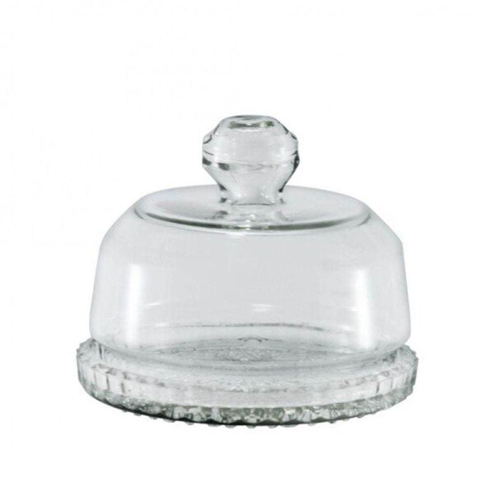 Queijeira Vidro Base Decorada Veneza Pequena 14Cm - Mistral