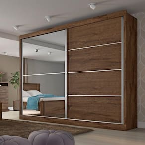 Guarda Roupa Casal 2 Portas 4 Gavetas com Espelho Verona Plus Flex Color em MDF Made Marcs