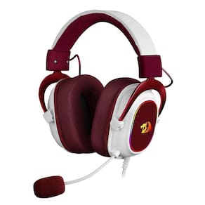 Headset Gamer Redragon Zeus X USB, Surround 7.1, Branco/Vermelho RGB