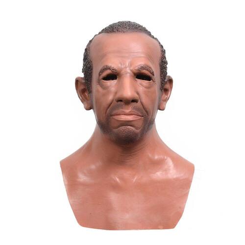 Máscara Negra Africana Látex Completo Face Cover Costume Play Prop para