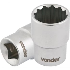 Soquete Estriado Encaix 1/2" 16mm Curto Cromo Vanádio Vonder