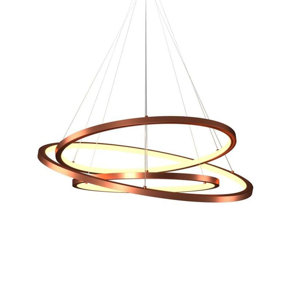 Lustre Pendente Orluce Tabat OR1797 com 3 Aros 60/50/40cm Cobre Led Bivolt
