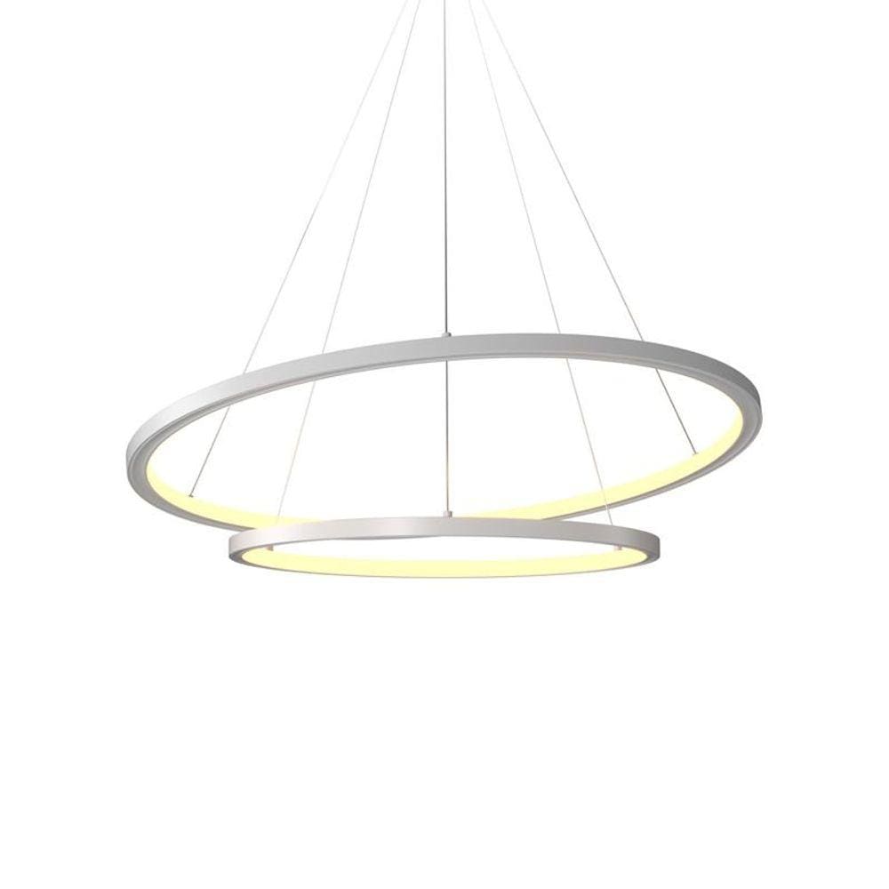 Lustre Pendente Orluce Tabat OR1788 com 2 Aros 60/40cm Branco Led Bivolt