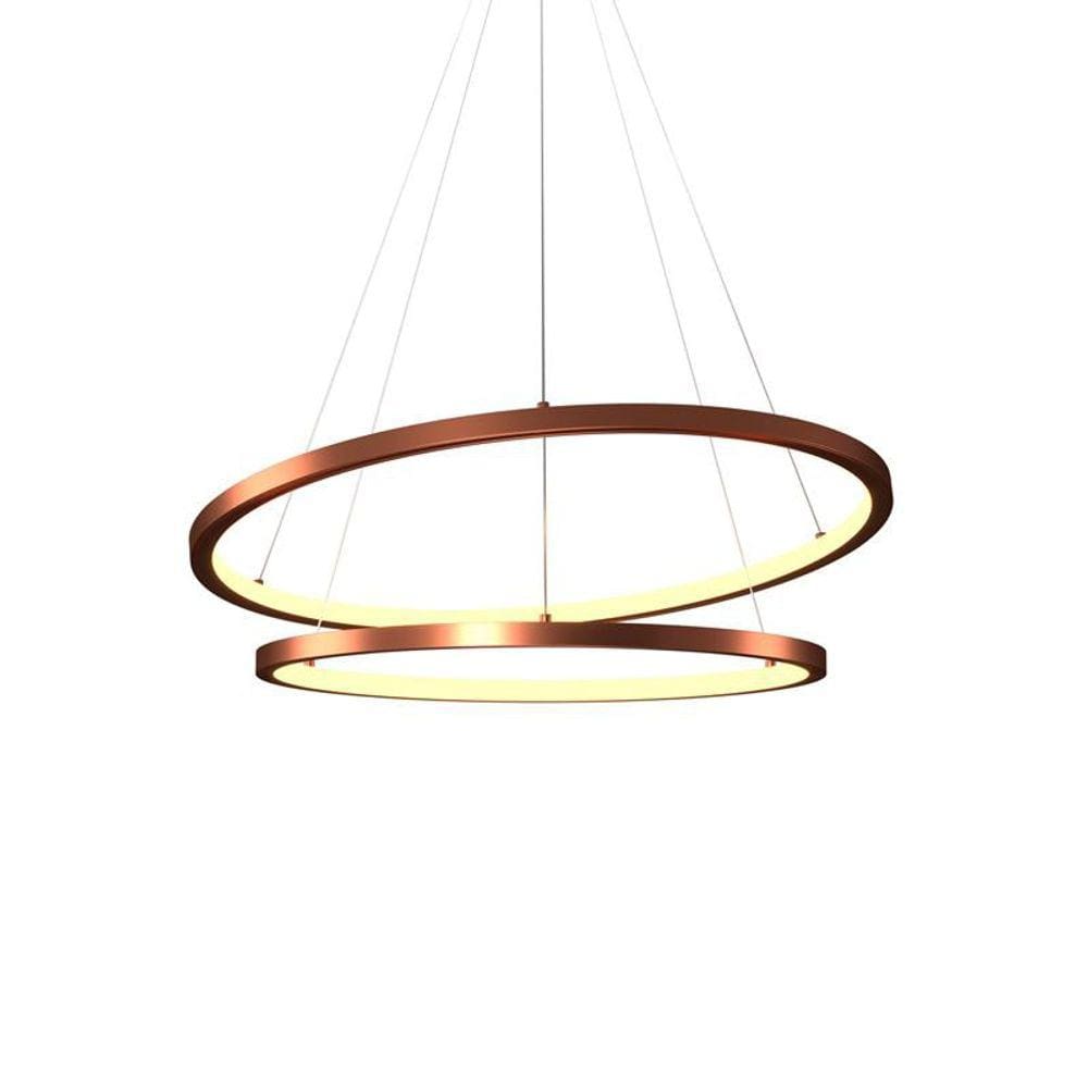 Lustre Pendente Orluce Tabat OR1796 com 2 Aros 50/40cm Cobre Led Bivolt