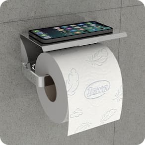 Papeleira Porta Papel Higienico Apoio Celular Inox Plus