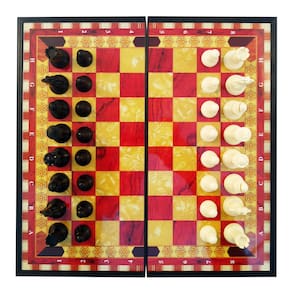 Tabuleiro de Xadrez Gold & Silver Magnético Peças Com Imã 32x32cm