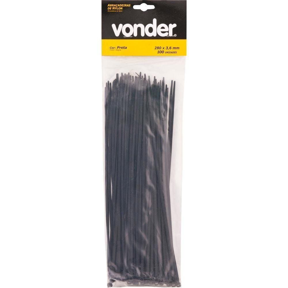 Abraçadeira De Nylon 100x2,5mm Preta Com 1000 Peças - Vonder