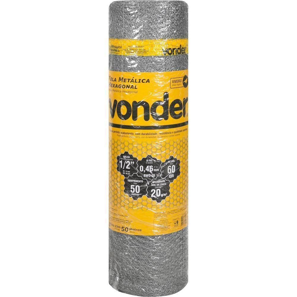 Tela Metálica Viveiro Hex Malha 1/2`` Bwg26 0,6m 50m Vonder