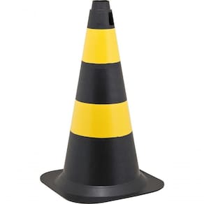 Cone Sinalização 50Cm Preto/Amararelo Polietileno - Vonder