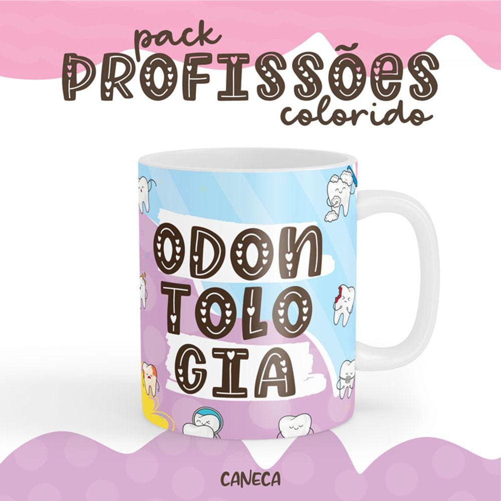 Caneca Cerâmica Color Profissão Odontologia