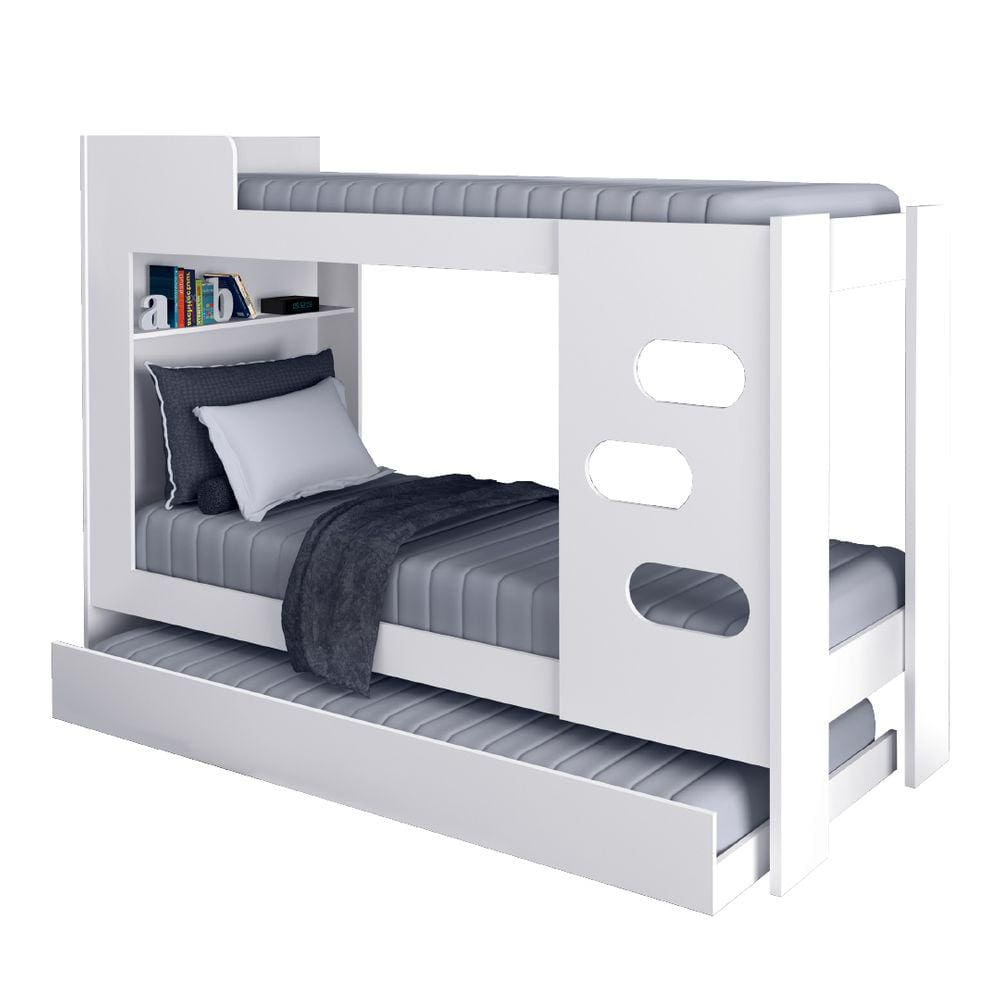 Beliche Floripa com Cama Auxiliar para Colchão 0,88m J&A Branco