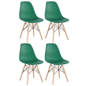 Kit 4 Cadeiras Charles Eames Eiffel Dsw Com Pés De Madeira Clara Verde Escuro