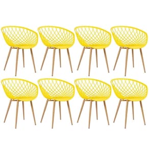 Kit - 8 X Cadeiras Clarice Nest Com Apoio De Braços - Sidera - Amarelo
