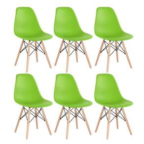 Kit 6 Cadeiras Charles Eames Eiffel Dsw Com Pés De Madeira Clara Verde Claro