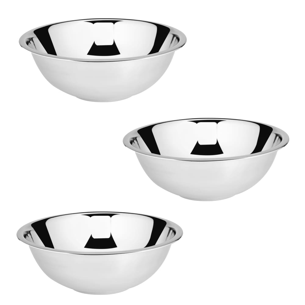 Kit 3 Bacias Tigela Bowl Fundo Inox 20cm Linha Classic
