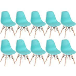 Kit 10 Cadeiras Charles Eames Eiffel Dsw Com Pés De Madeira Clara Verde Tiffany