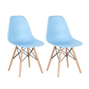 Kit 2 Cadeiras Charles Eames Eiffel Dsw Com Pés De Madeira Clara Azul Claro